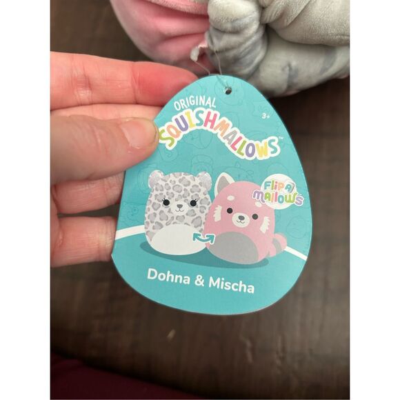 Squishmallows Kellytoy NWT Flip-a-Mallows Dohna Snow Leopard/ Mischa Red Panda - Picture 5 of 8